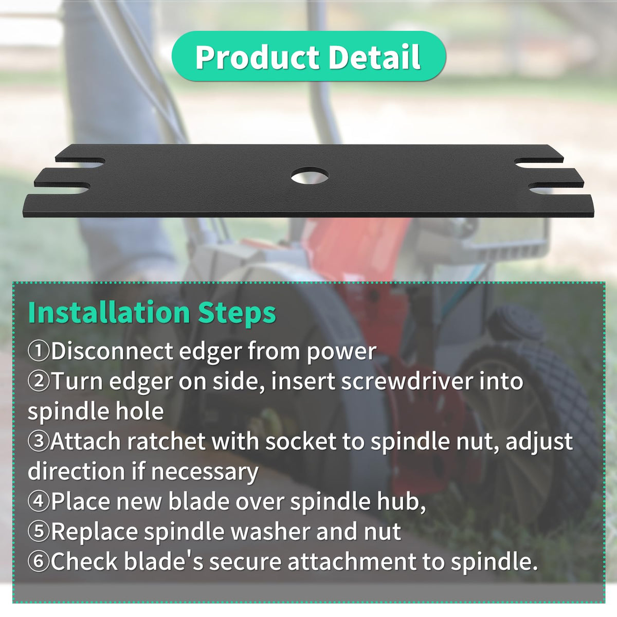 IDEASURE 781-0080 edger blade installation demonstrates simple wrench-based swap