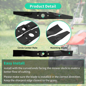 IDEASURE blade durability close-up shows thick steel for vigorous mowing tasks.