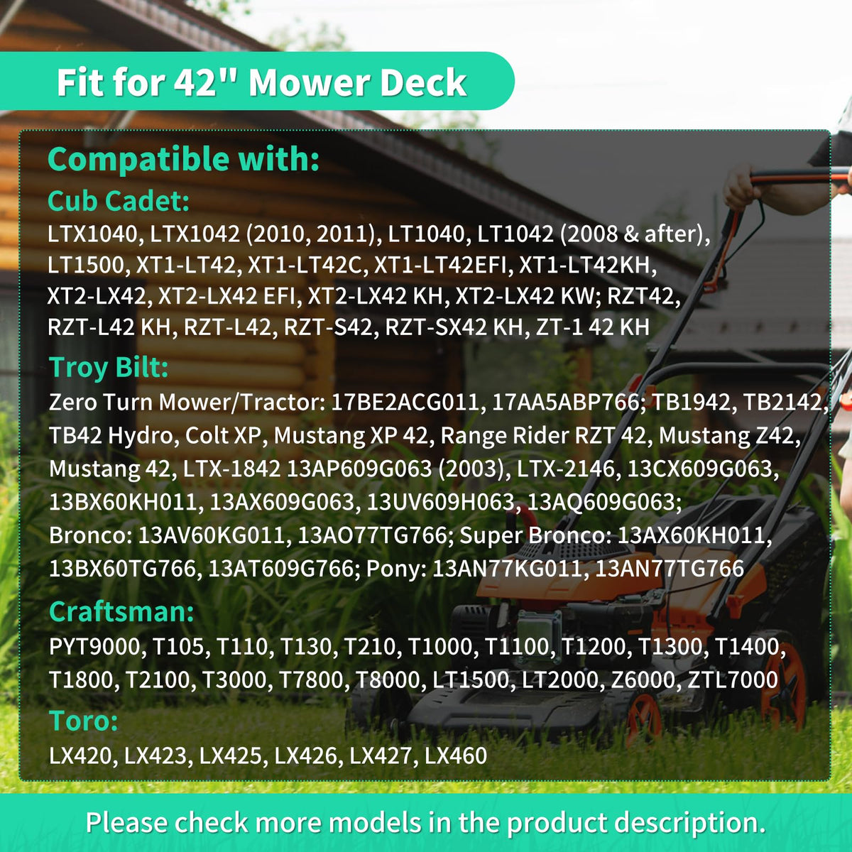Center 6-point star hub ensures secure mounting to compatible mowers.
