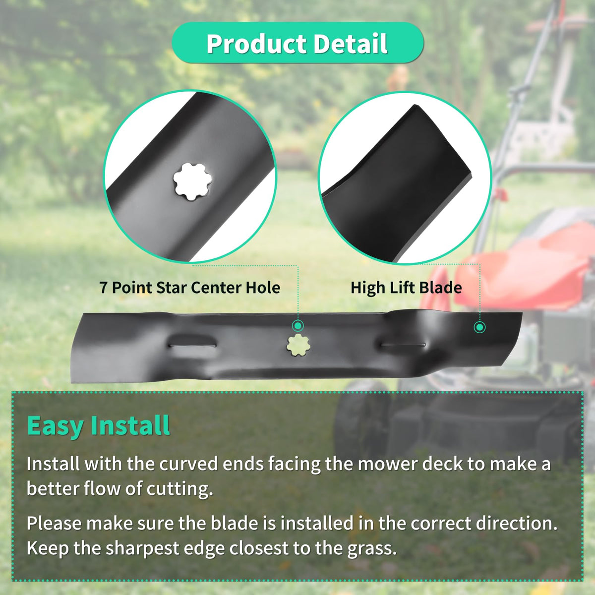 IDEASURE GX21784 blades provide even cuts across varied terrains.