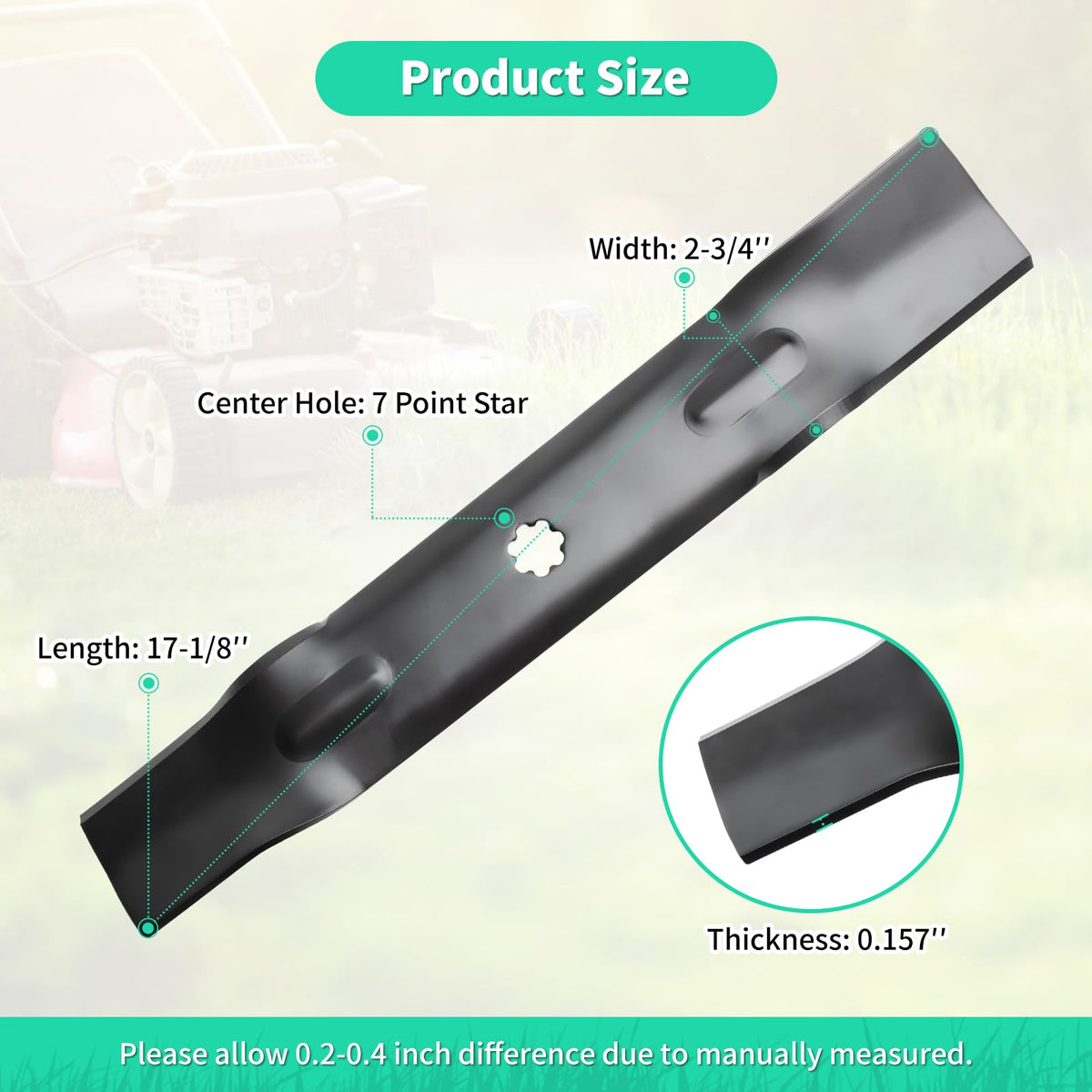 IDEASURE three-pack replacement blades for quick, convenient mower maintenance.