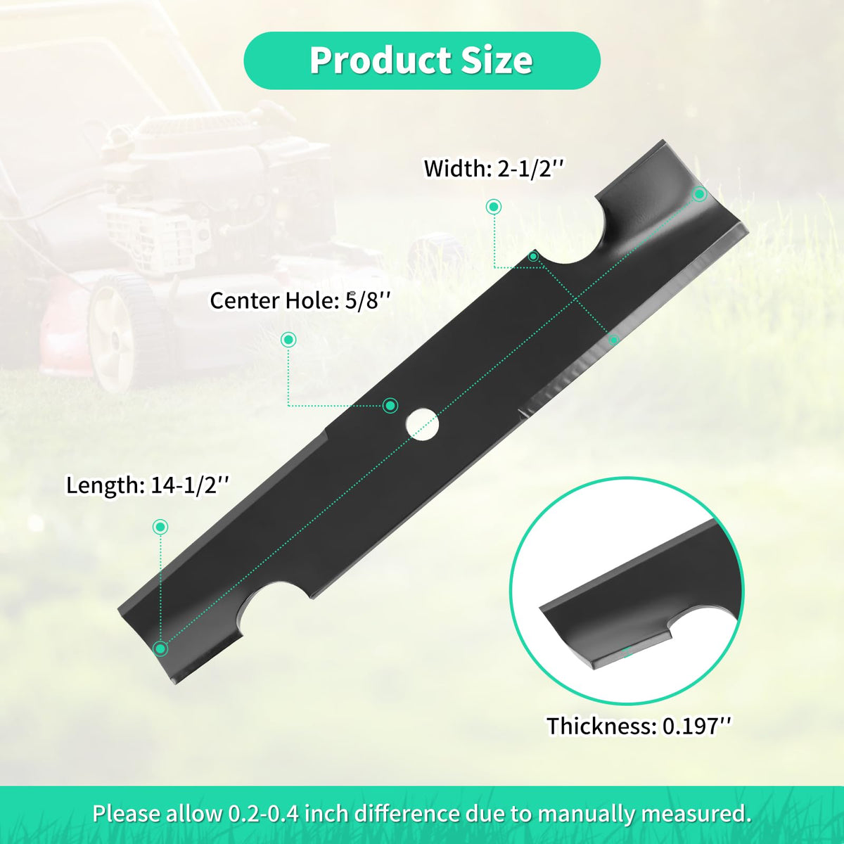 IDEASURE high-lift notched blade enhances airflow for cleaner, even mowing