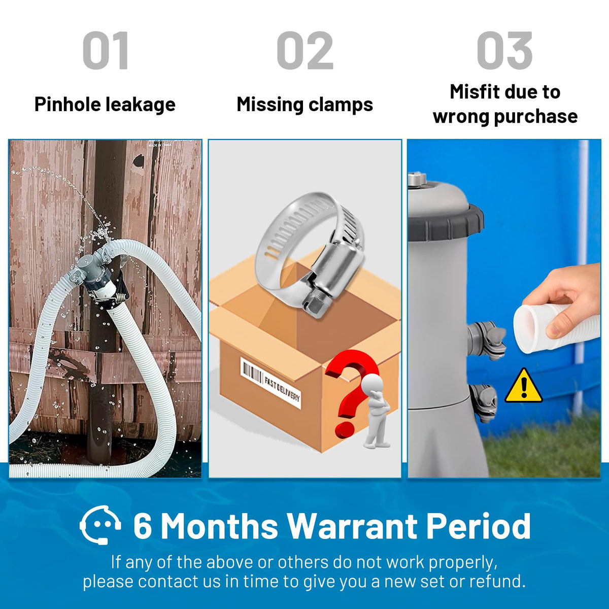 IDEASURE hose clamps, stainless steel secure connections to prevent leaks.