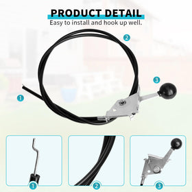 IDEASURE throttle cable features steel and rubber construction for long-lasting use.