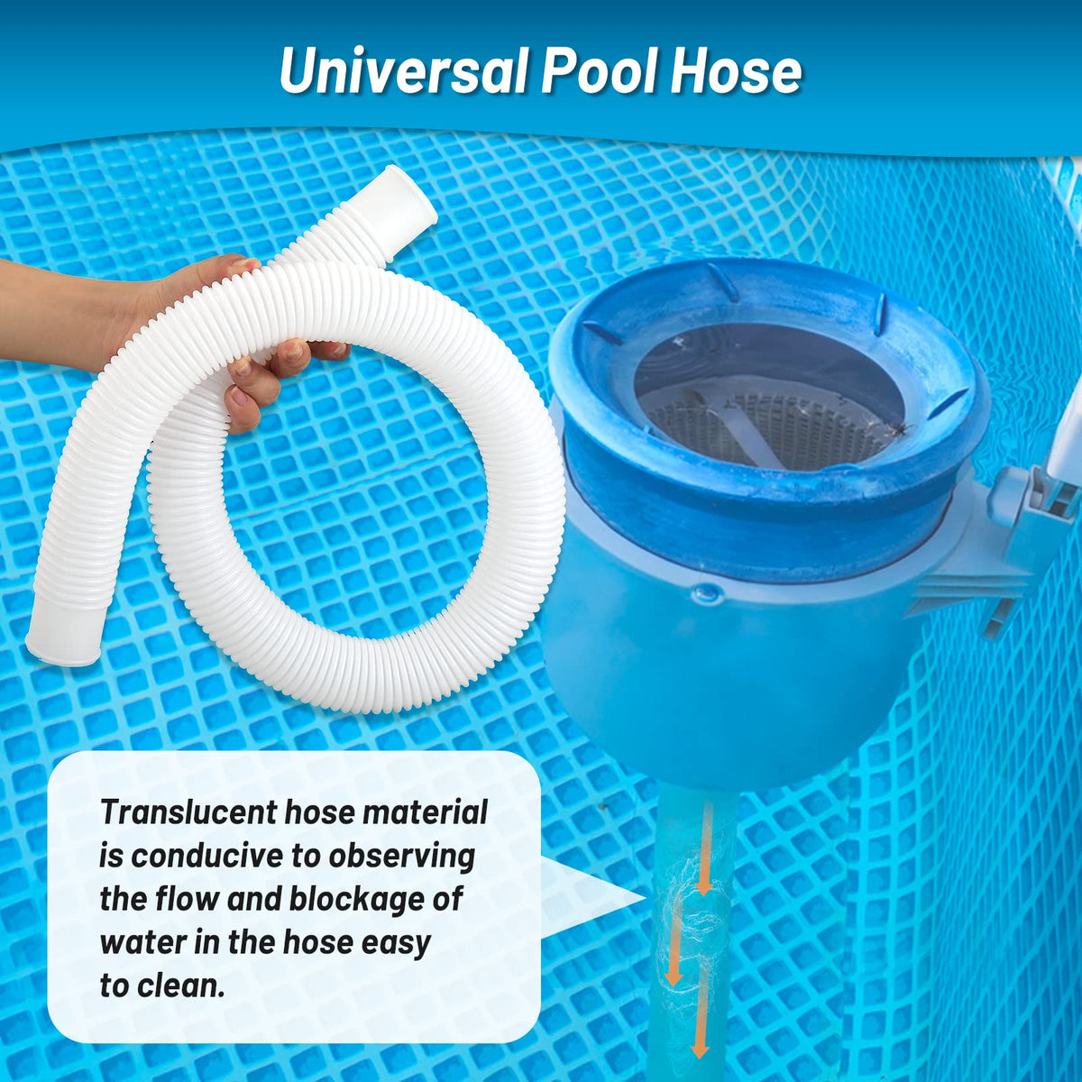 IDEASURE white PE pool hose is lightweight yet durable for routine pool maintenance.