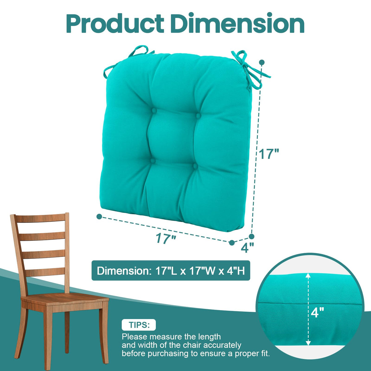 idee-home 17x17 inch cushion fits most dining chairs