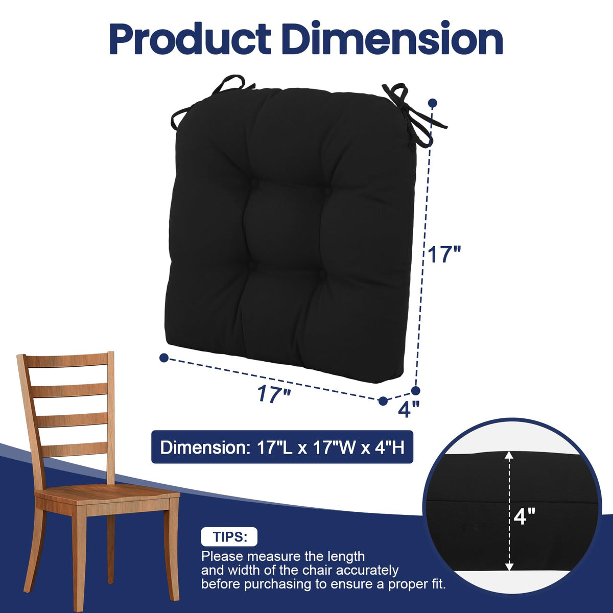 idee-home 17x17x5-inch cushions fit most chairs for versatile use