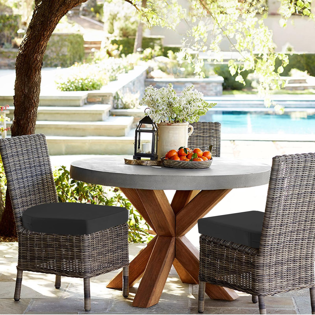 idee-home cushions with ties securing them to chairs