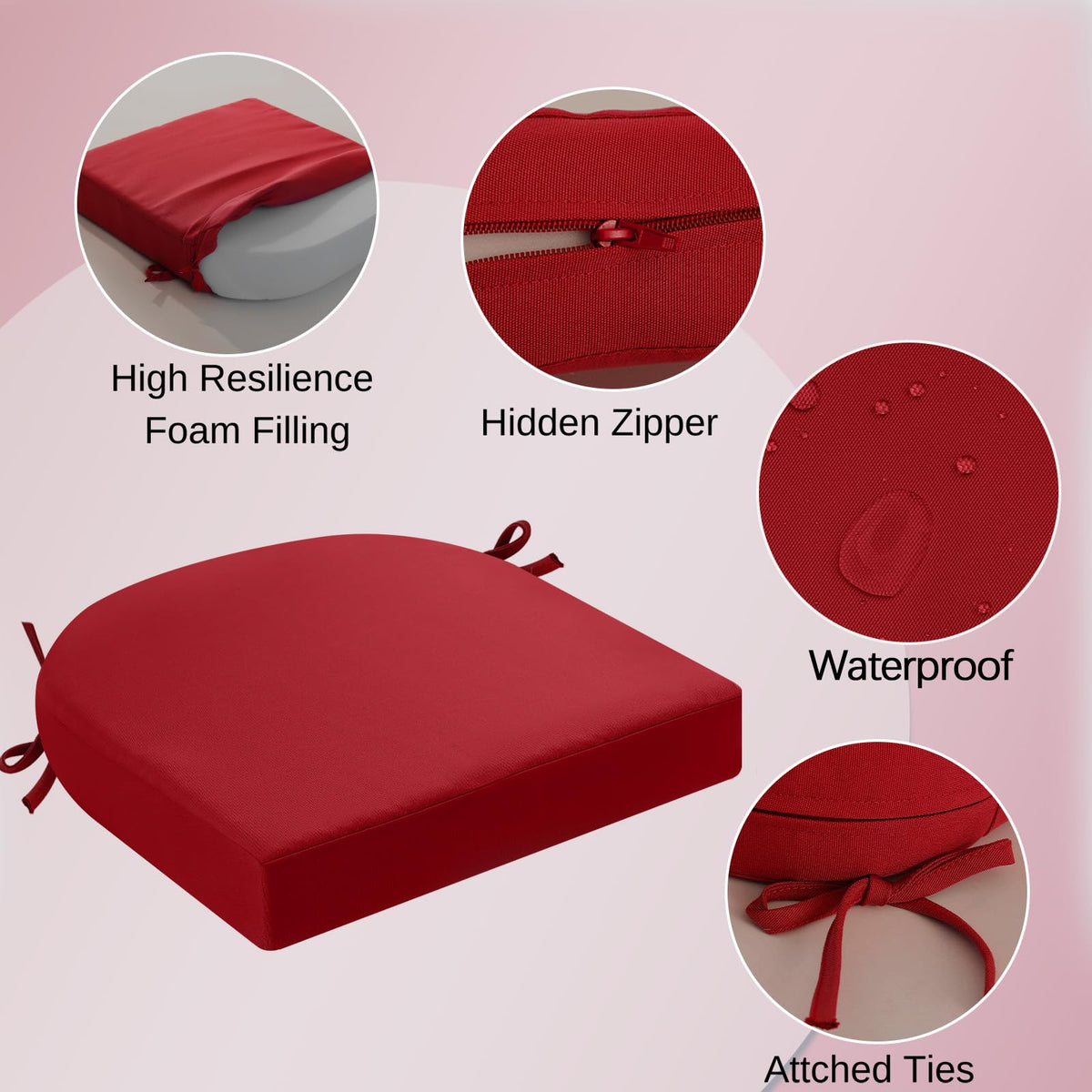 idee-home waterproof cushion cover protects foam and keeps chairs dry