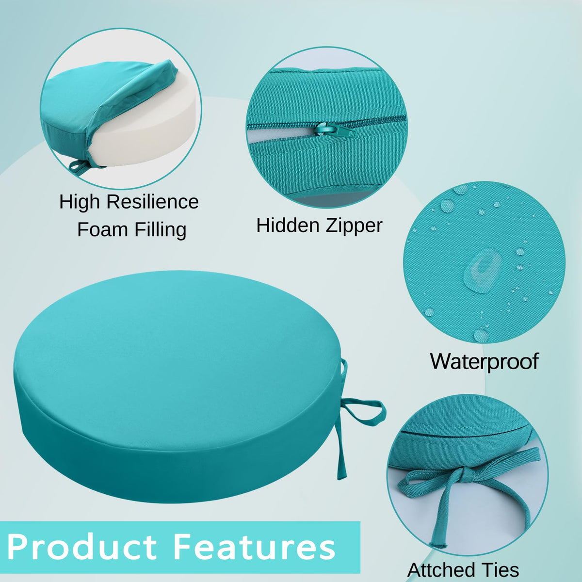 idee-home round chair pad with removable cover for easy cleaning after outdoor meals