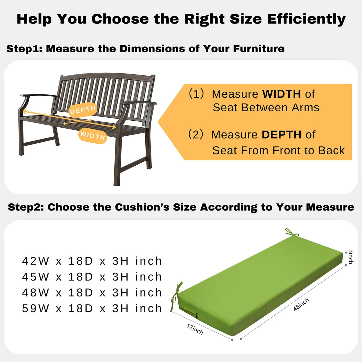 Idee-Home waterproof bench cushion suitable for garden and porch