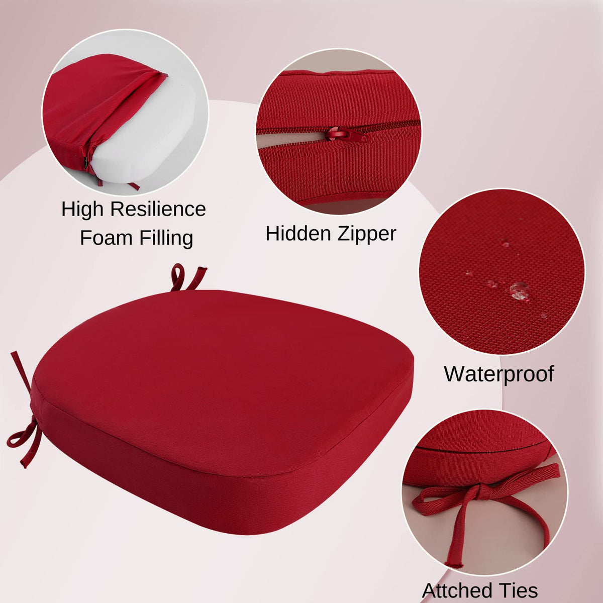 idee-home waterproof patio cushions with hidden zipper for easy cleaning