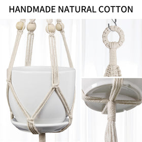 IDEEEPAN macrame hanger 72in ivory length for vertical plant arrangement
