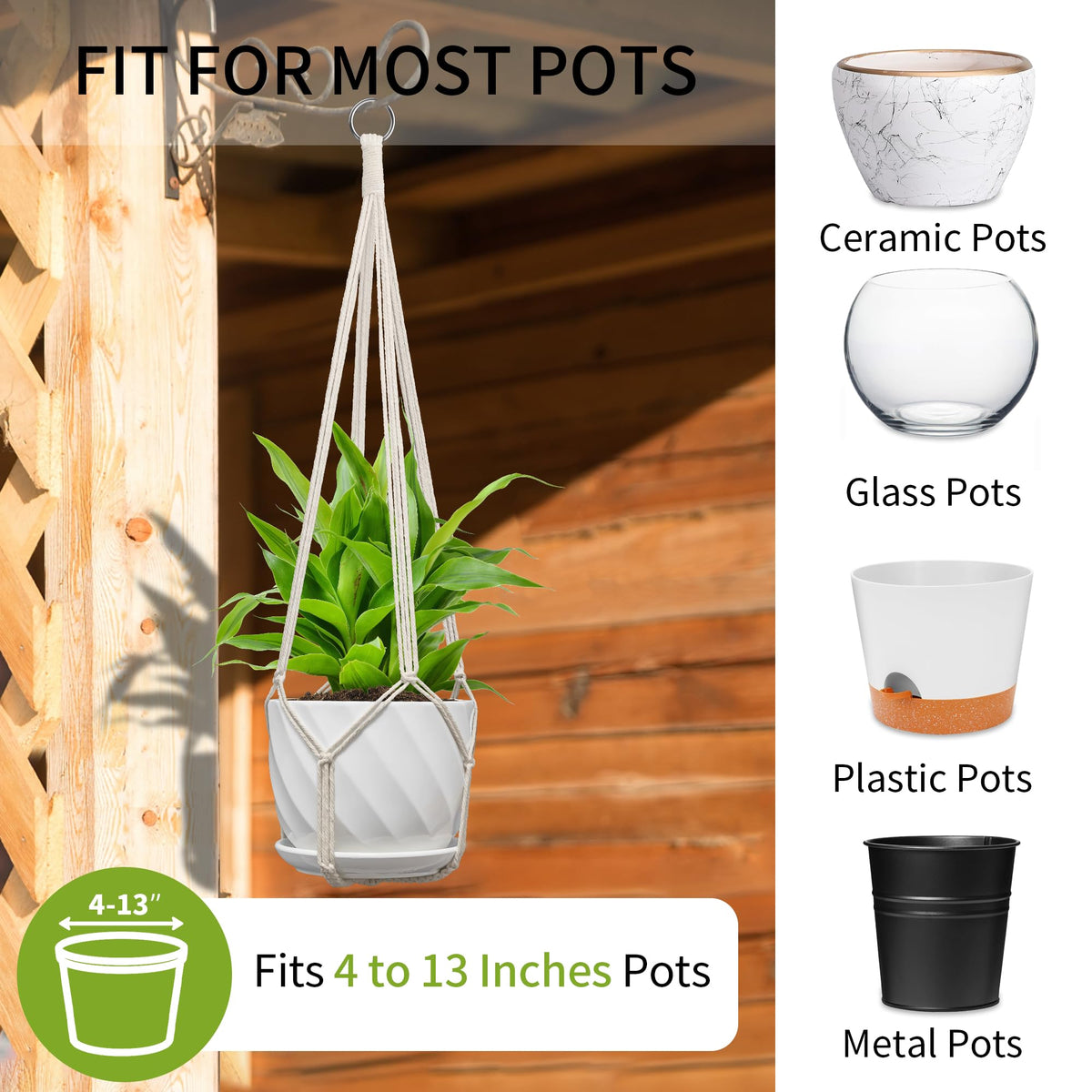 IDEEEPAN hanging plant holder installs quickly, elevating ceilings and walls in seconds.