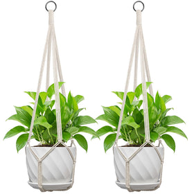 IDEEEPAN macrame plant hanger fits 4–13 inch pots for versatile indoor and outdoor display.
