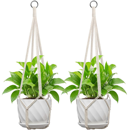 IDEEEPAN macrame plant hanger fits 4–13 inch pots for versatile indoor and outdoor display.