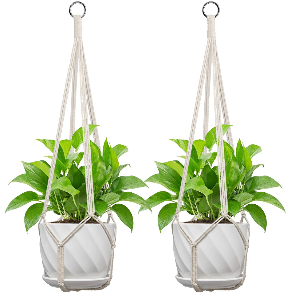 IDEEEPAN macrame plant hanger fits 4–13 inch pots for versatile indoor and outdoor display.