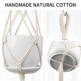 IDEEEPAN macrame plant hanger ivory close-up knots showing craftsmanship