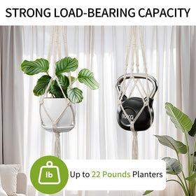 IDEEEPAN macrame plant hanger ivory four cords for stable suspension