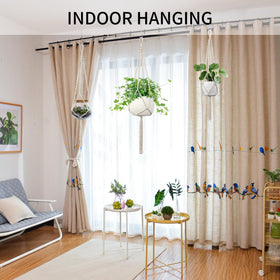 IDEEEPAN macrame plant hanger ivory installed indoors or outdoors saves space