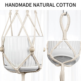 IDEEPAN Macrame Plant Hanger Ivory for indoor and outdoor use elevates greenery.