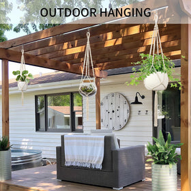 IDEEPAN Macrame Plant Hanger Ivory two-pack enables mixed plant arrangements.