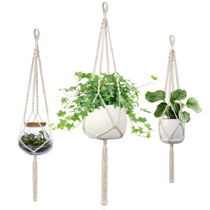 IDEEEPAN macrame plant hanger ivory overview for indoor and outdoor use