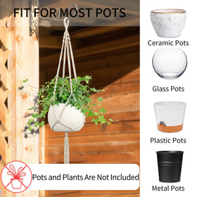 IDEEEPAN macrame plant hanger ivory fits 4–13 inch pots for versatile display