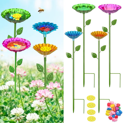 Idefair bee watering station red bath attracts pollinators and adds garden color