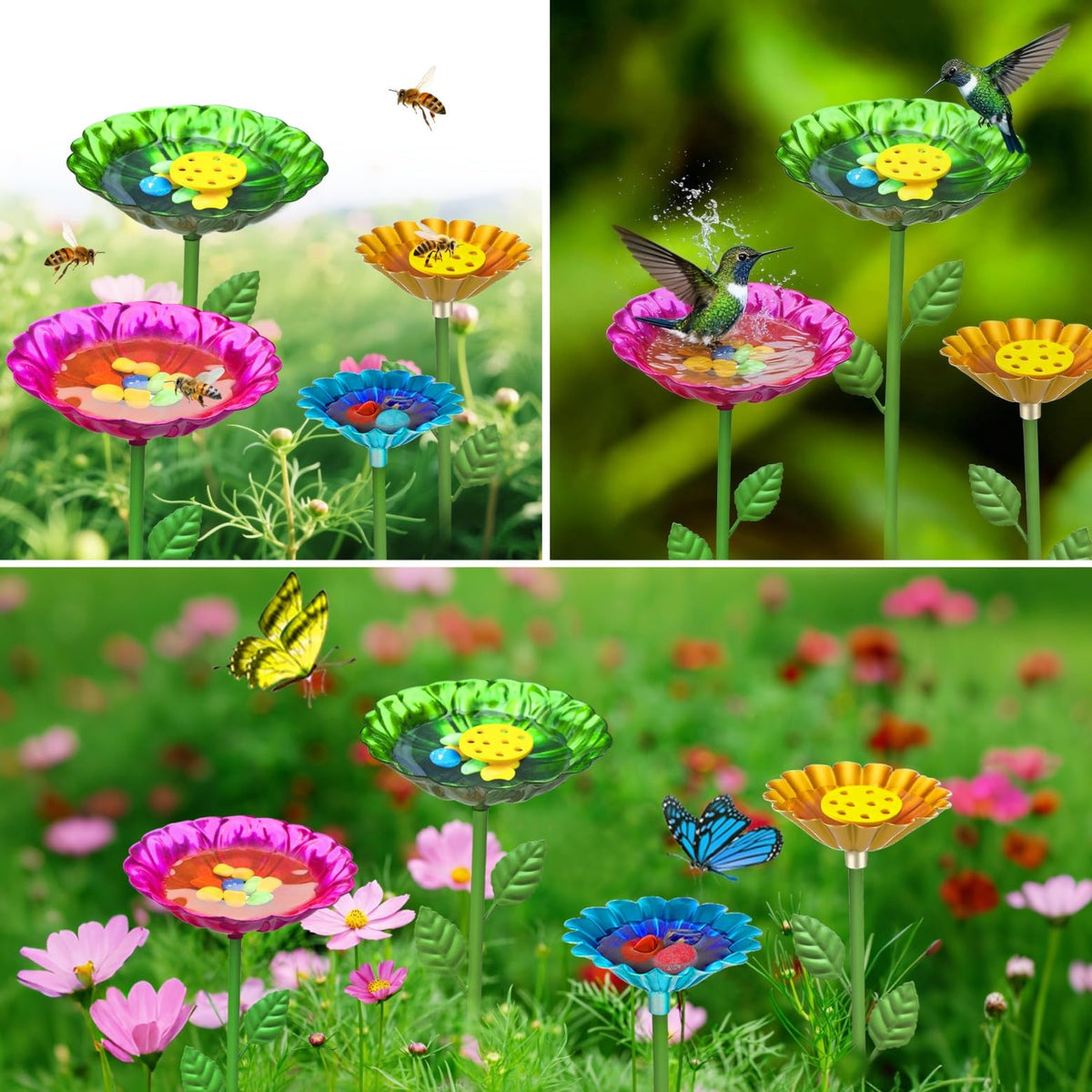 Idefair bee watering station yellow bath enhances outdoor decor and invites pollinators