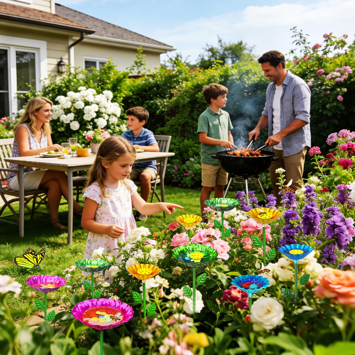 Idefair outdoor bee bath station adds color and function to patios