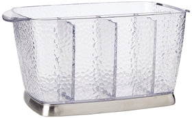 iDesign Rain silverware caddy with five compartments for easy utensil organization on counters
