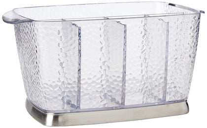 iDesign Rain silverware caddy with five compartments for easy utensil organization on counters
