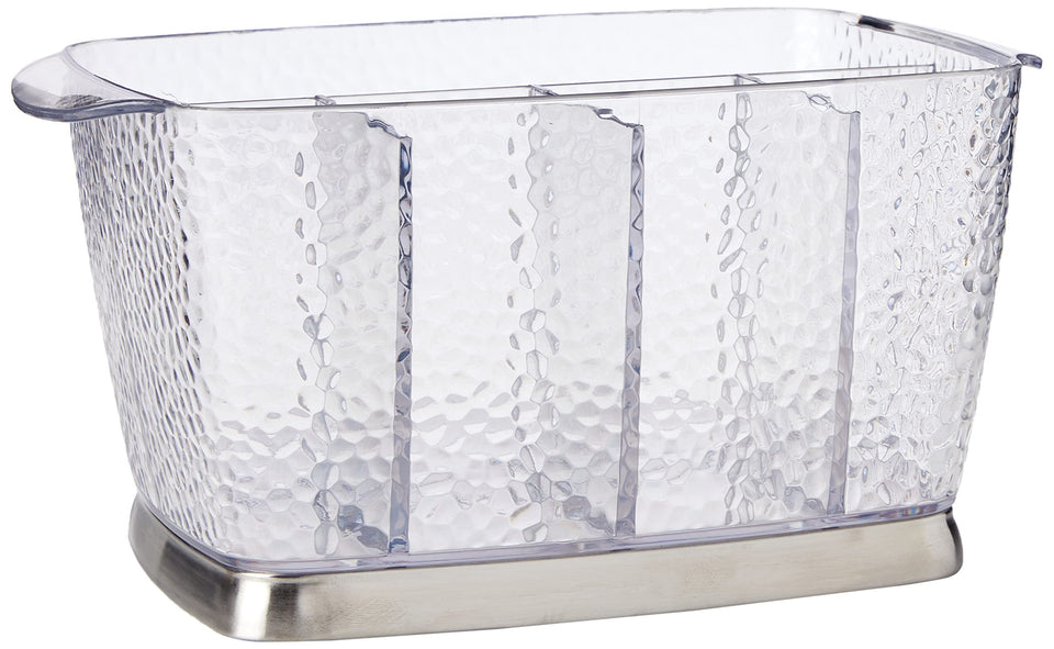 iDesign Rain silverware caddy with five compartments for easy utensil organization on counters