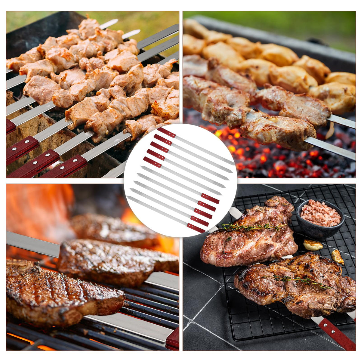 Idong skewers suitable for koobideh picanha shrimp and vegetables