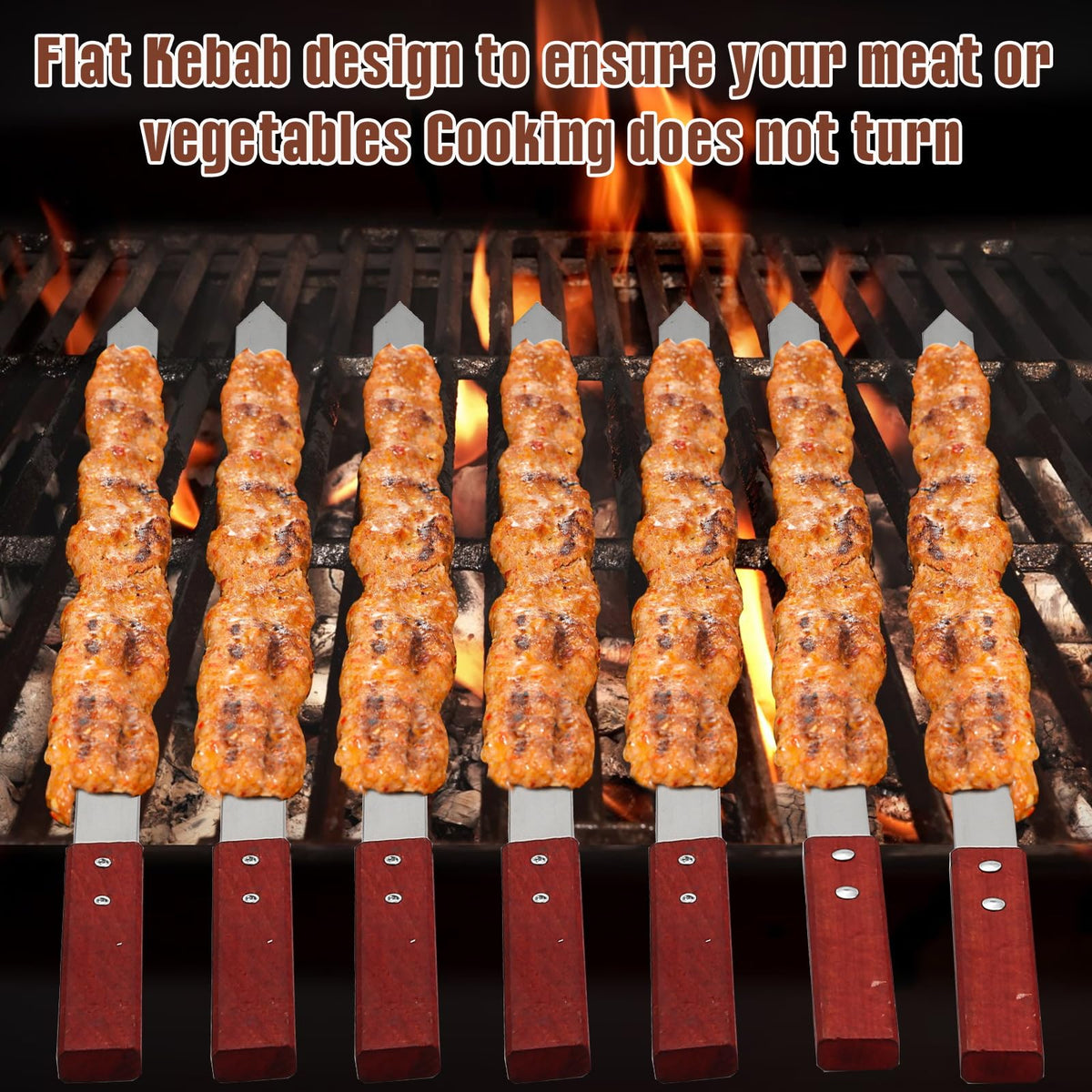 Idong wooden handle provides cool comfortable grip during grilling