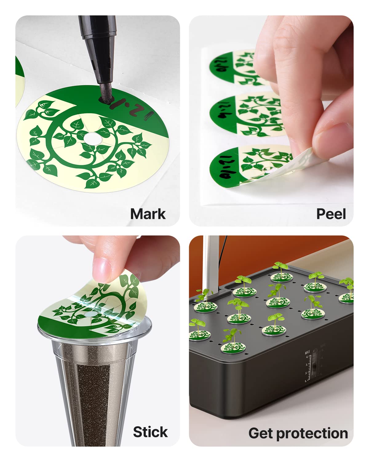 idoo seed pot labels outer diameter 1.5 inch for easy readability
