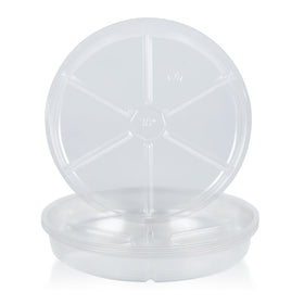 Idyllize 12-inch clear plastic plant saucer protects surfaces from moisture and spills.