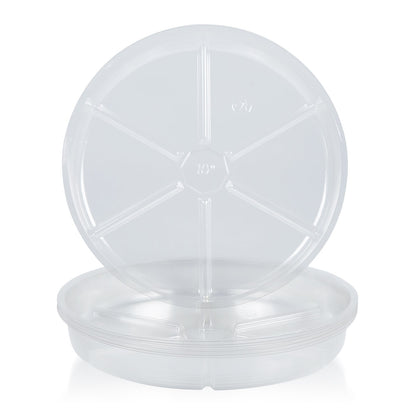 Idyllize 12-inch clear plastic plant saucer protects surfaces from moisture and spills.