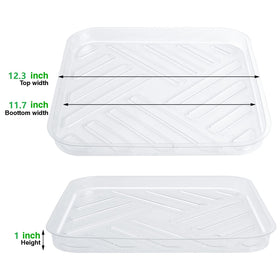 Idyllize clear square plant saucer ridges bottom prevents water pooling.