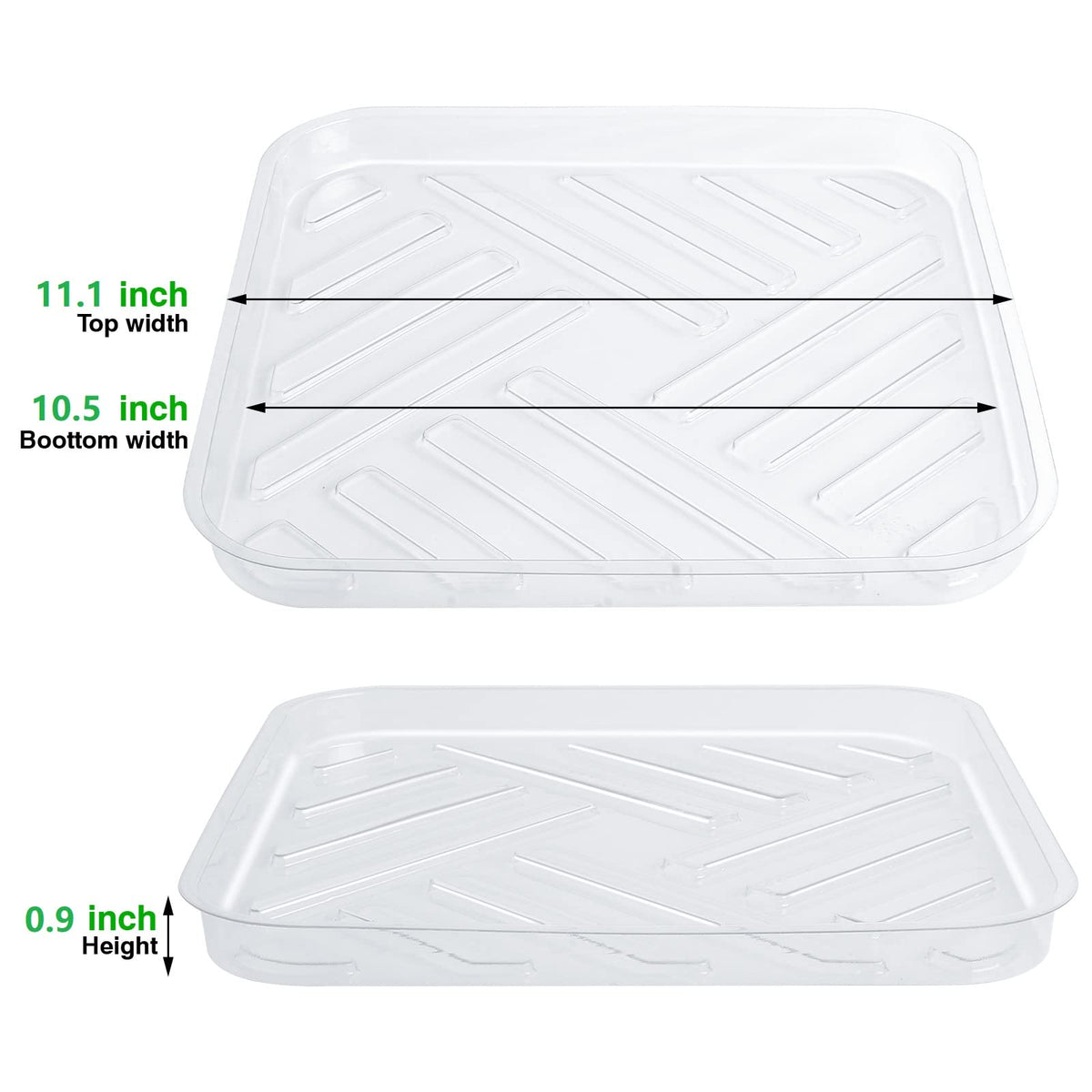 Idyllize 11inch square clear plant saucer side view catches drips and keeps floors dry