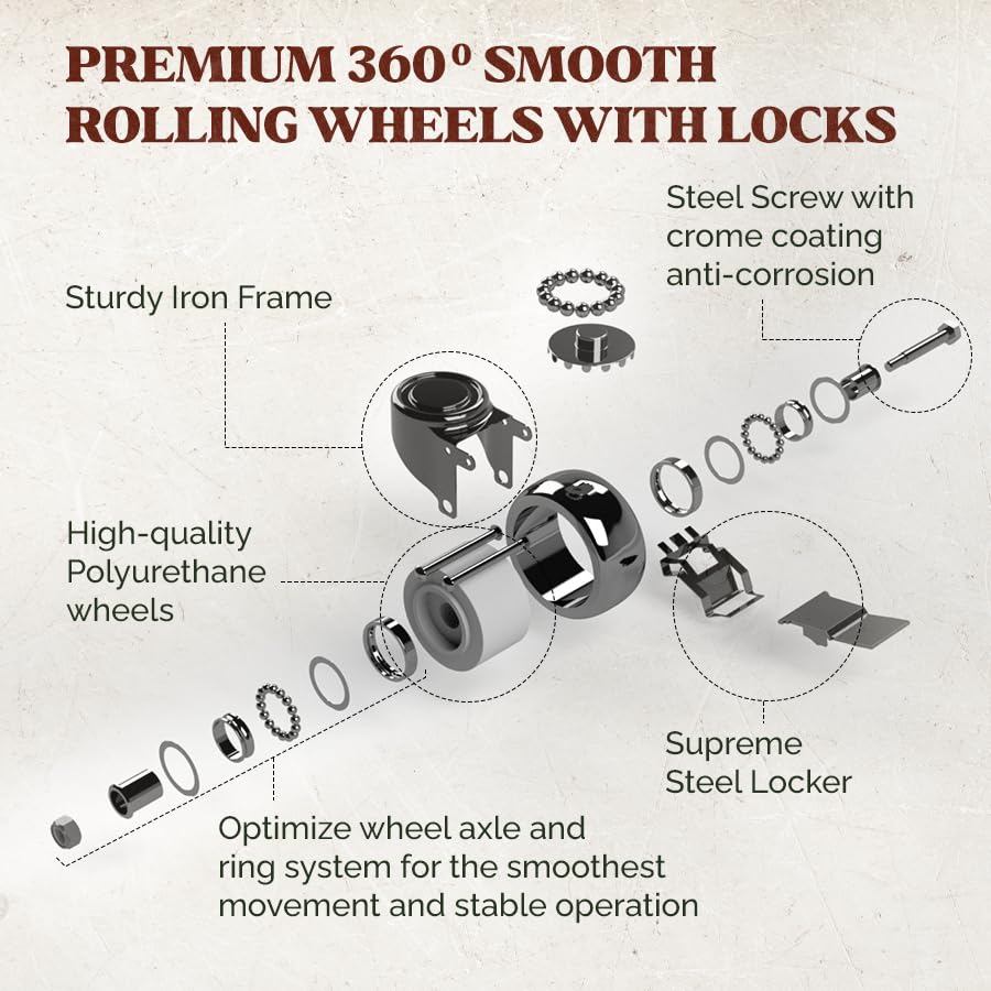 IDZO 360-degree wheels lock securely for steady placement of plants.