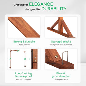 IDZO acacia wood arch base detail highlighting reinforced support for stability