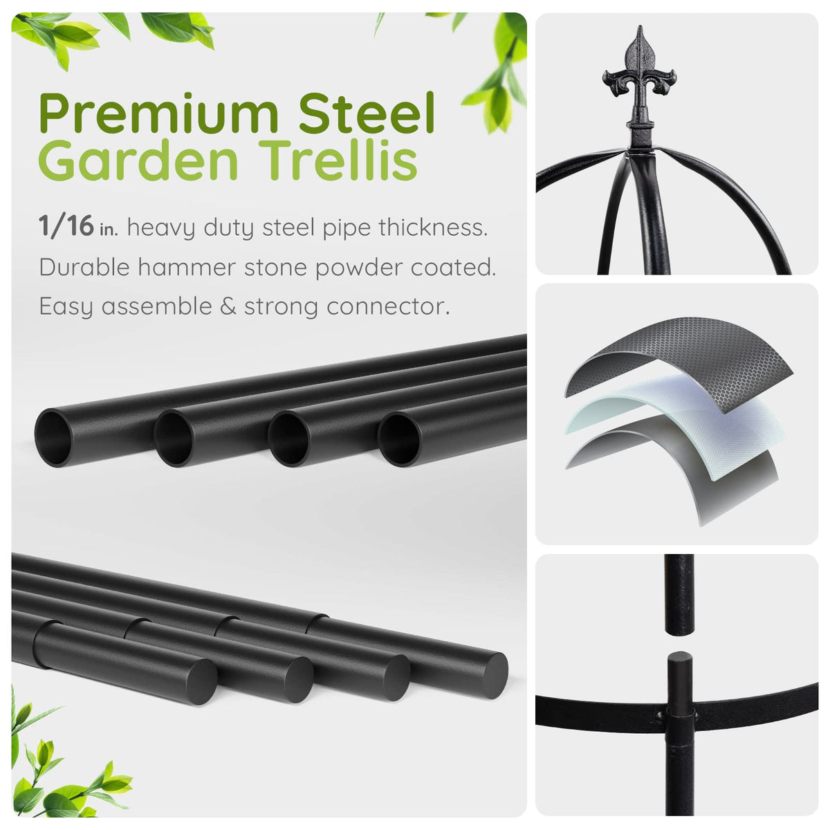 IDZO heavy-duty steel trellis for durable plant support and long-lasting use