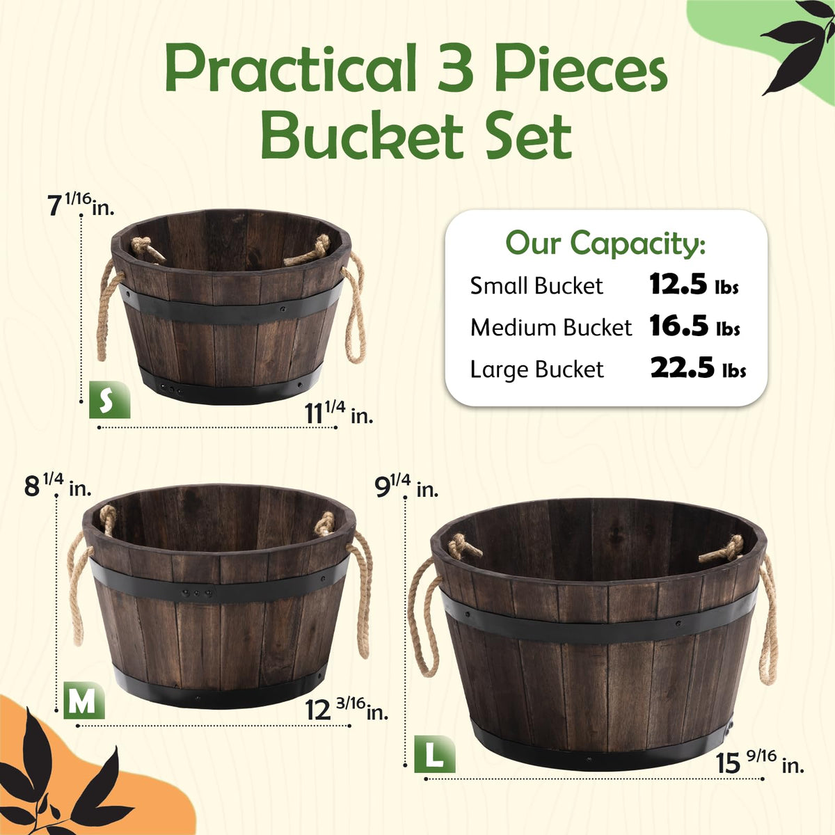 IDZO set3 wooden flower box outdoor displays natural grain for rustic charm.