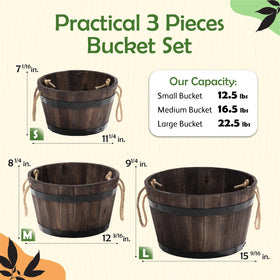 IDZO set3 wooden flower box outdoor displays natural grain for rustic charm.