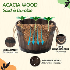 IDZO set3 wooden flower box outdoor with drainage holes supports healthy roots.