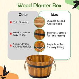 IDZO barrel planter base reinforced with metal bands for stability