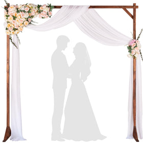 IDZO wedding arch stand side view showing durable acacia wood frame for outdoor ceremonies