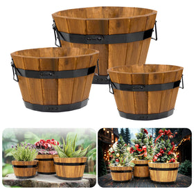 IDZO wooden flower box outdoor 3-pack showcasing rustic acacia finish for balconies and patios